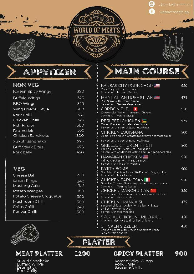 World of Meats menu 1
