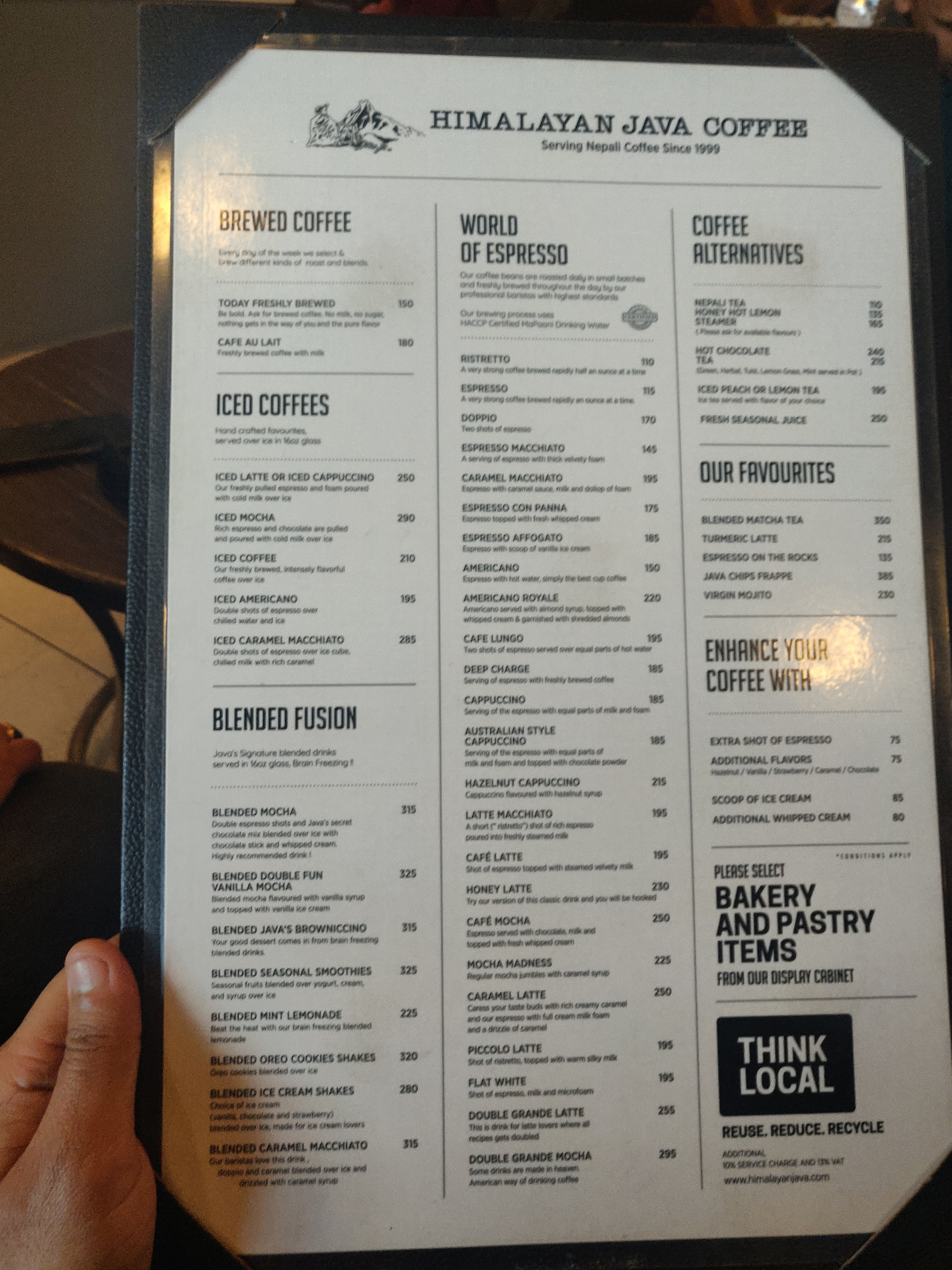 Himalayan Java Coffee - New Baneshwor menu 1