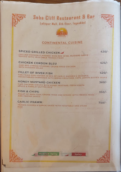 Saba Cliff Restaurant & Bar menu 2