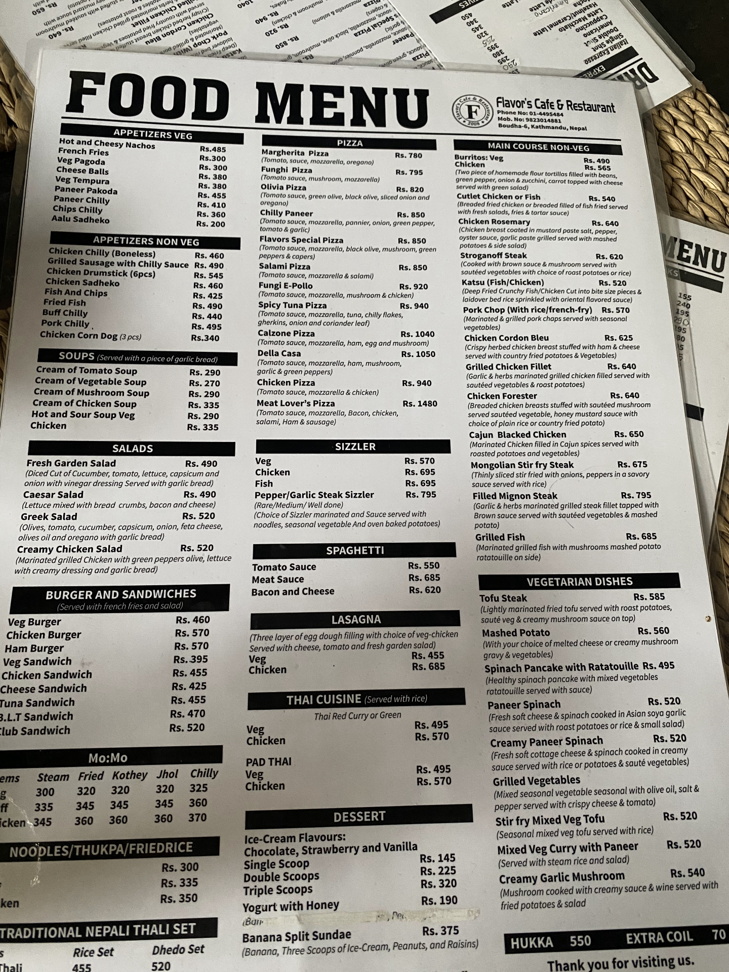 Flavor’s Cafe’ menu 2