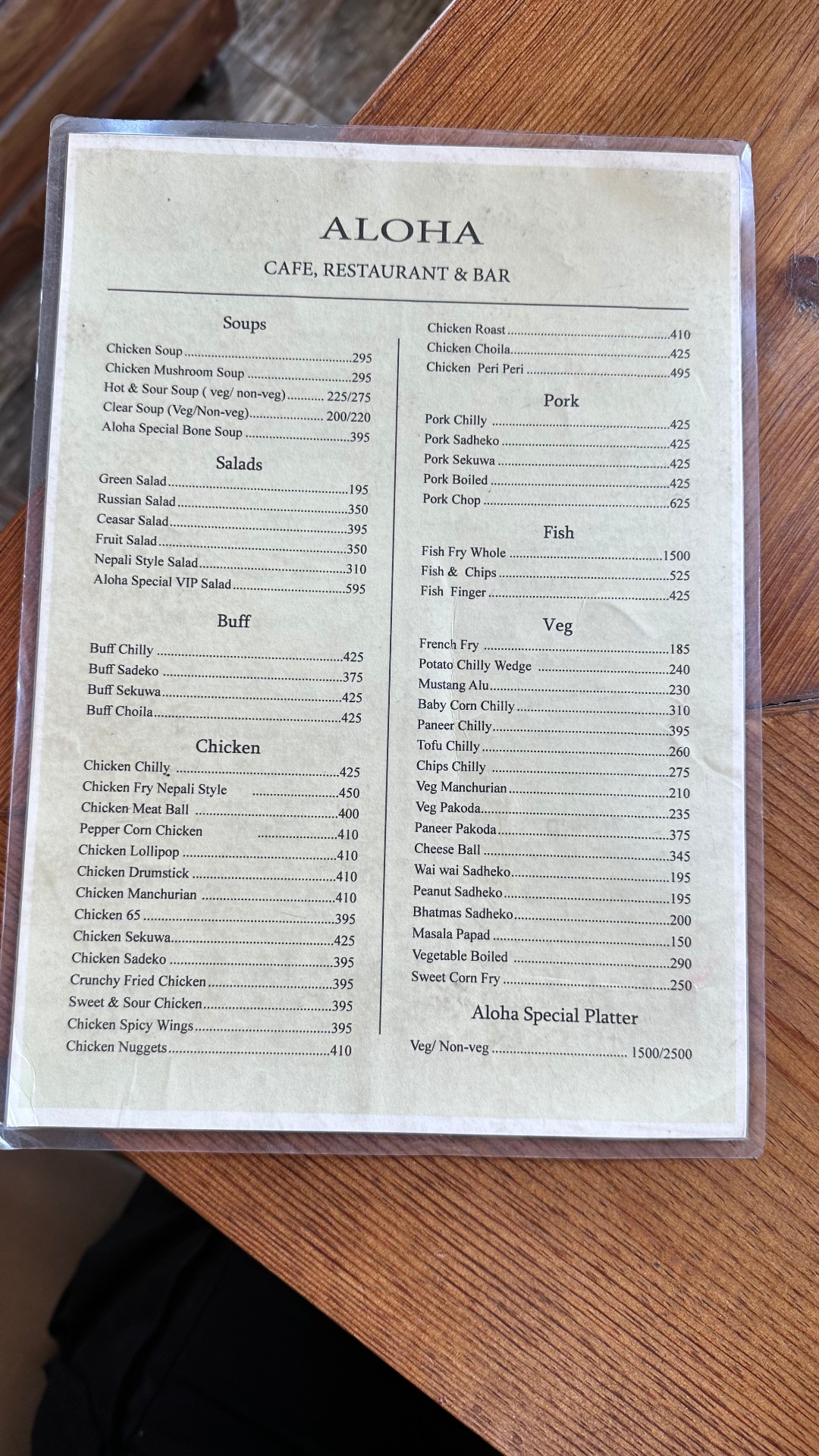 Aloha Cafe menu 1