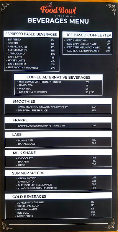Food Bowl Cafe & Restaurant menu 1