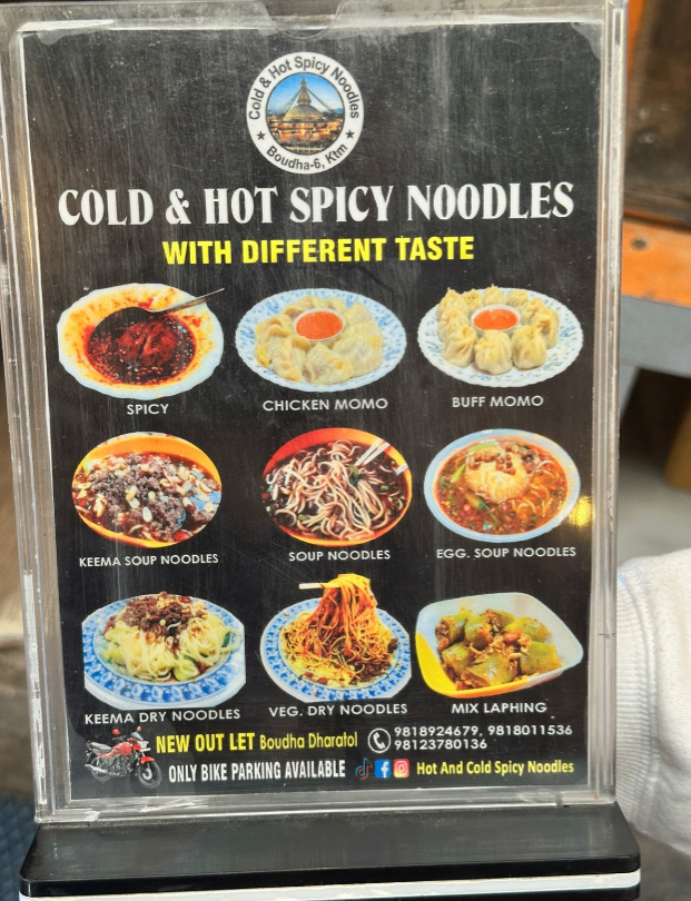 Cold and Hot Spicy Noodles menu 1