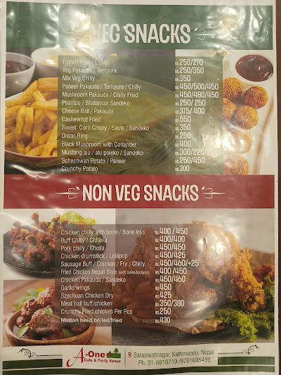 A One Cafe and Party Venue, Saraswatinagar menu 1