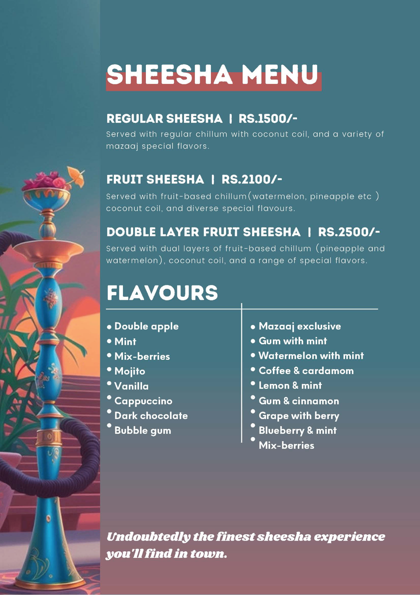 Mazaaj Hookah Lounge & Bar menu 2