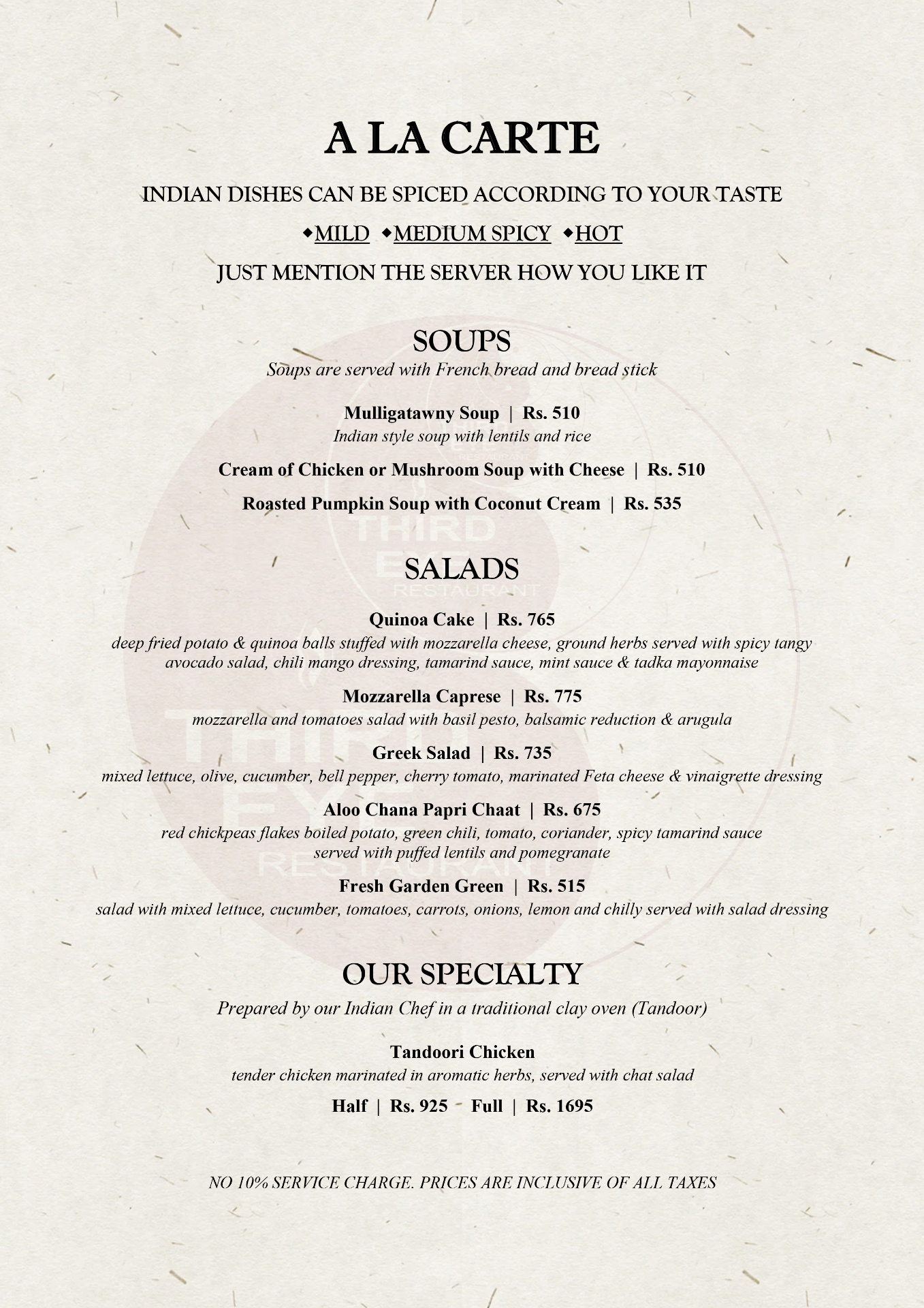 Third Eye Restaurant- Best Indian Restaurant menu 1
