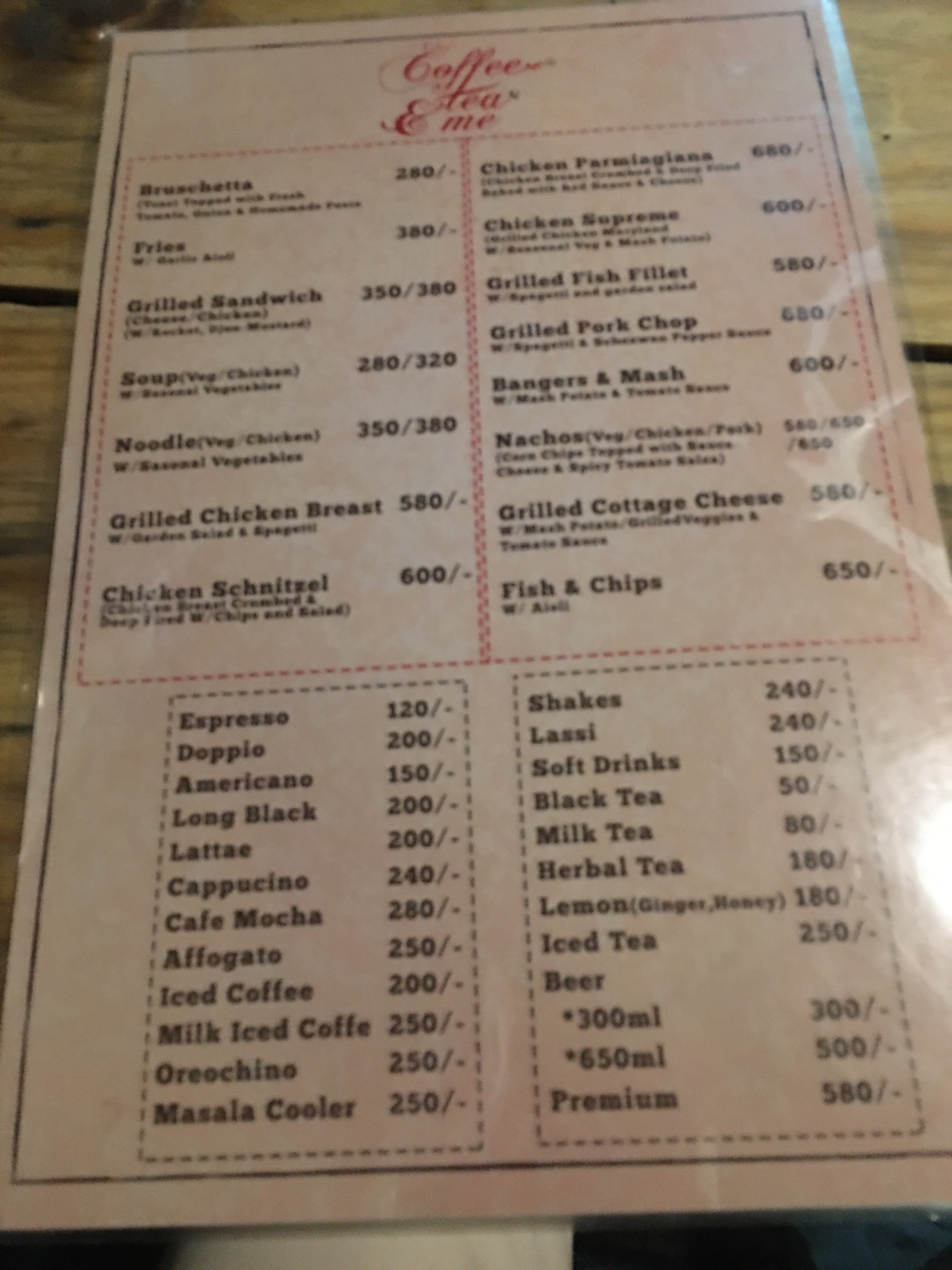 Coffee Tea & Me menu 2