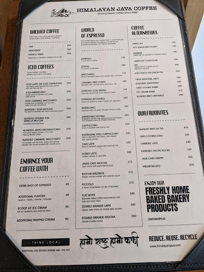 Himalayan Java Coffee - Airport menu 1