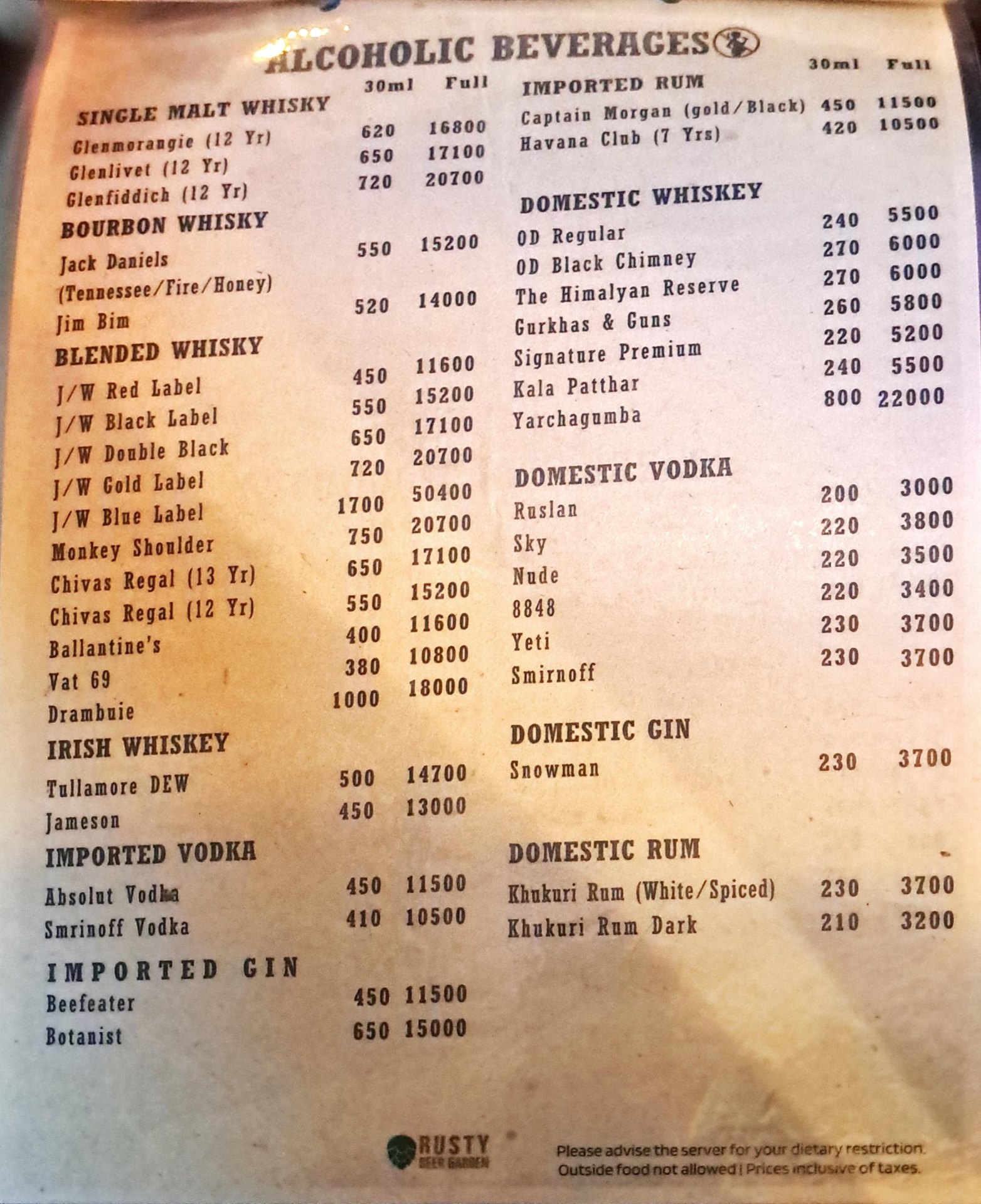 Rusty Garden : Restaurant in Jhamsikhel_menu_8