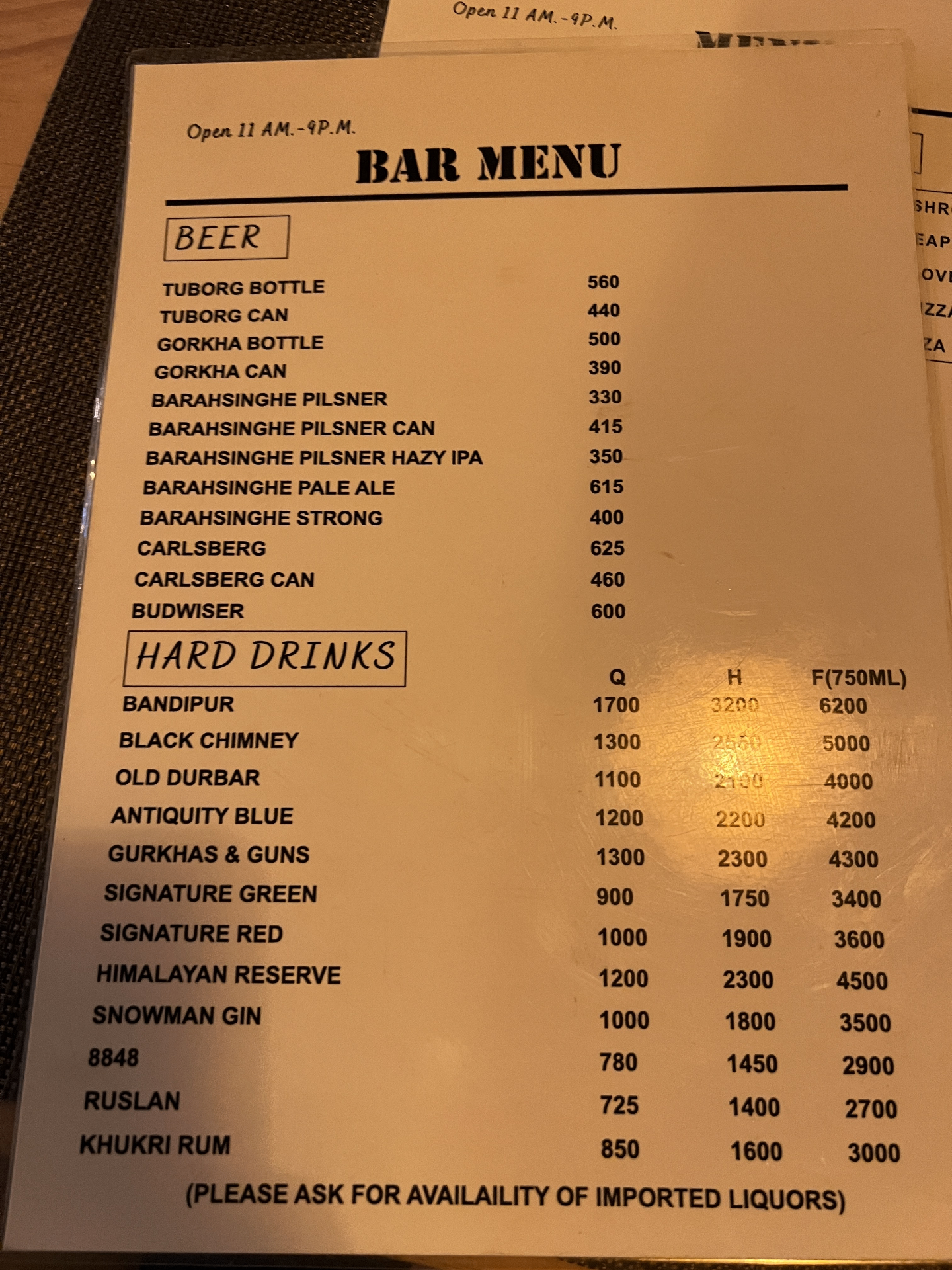 Samaya Cafe menu 1