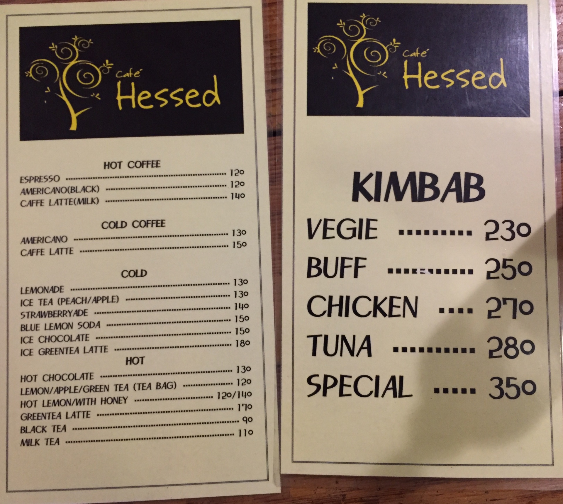 Cafe Hessed menu 2