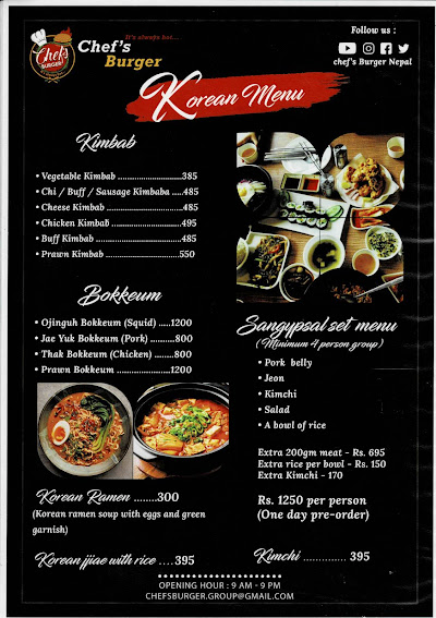 Chef's Burger samakhusi menu 3