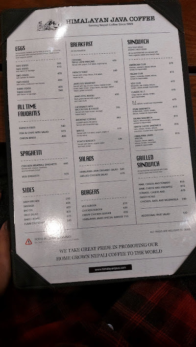 Himalayan Java - Baluwatar menu 3
