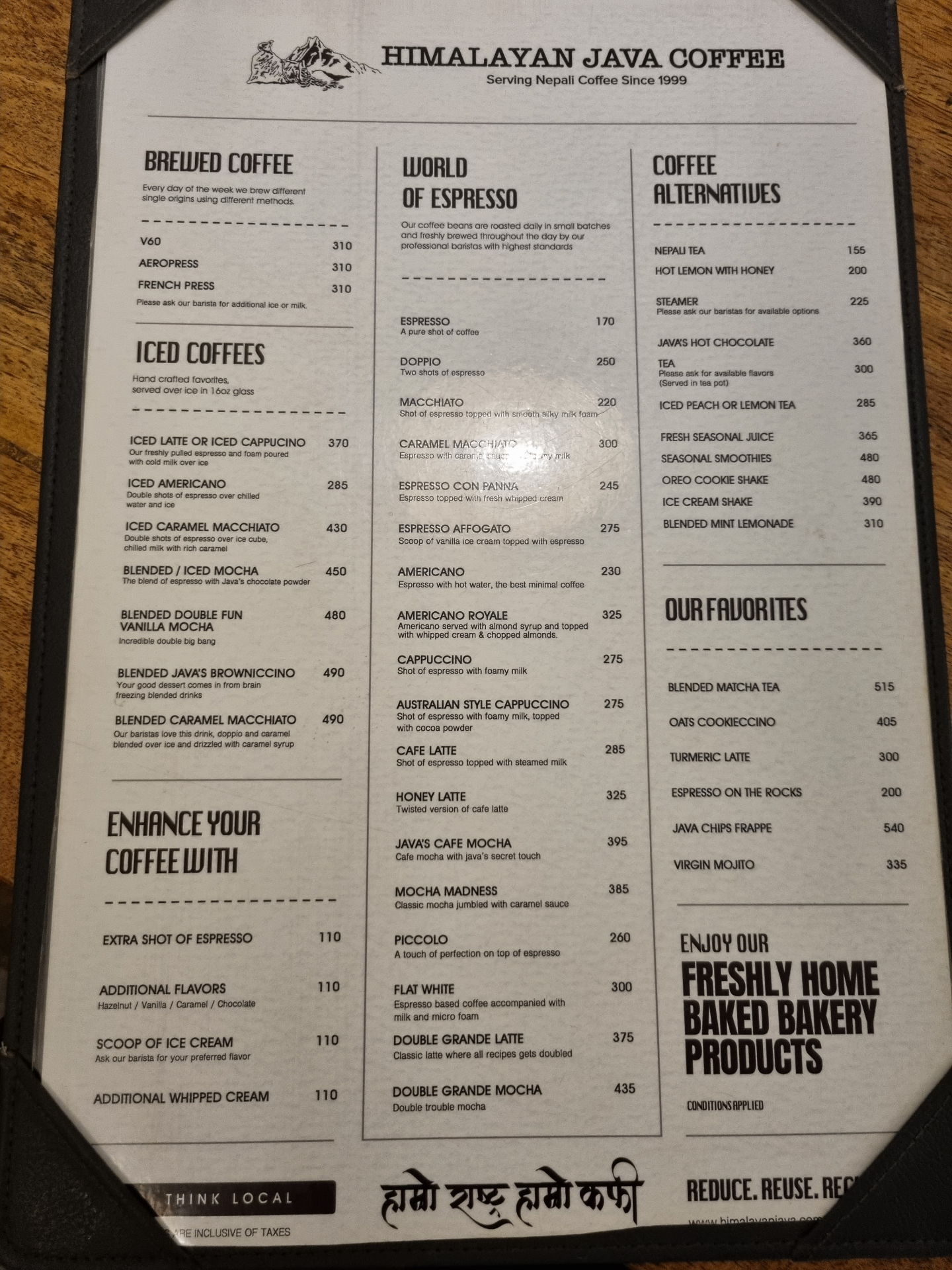 Himalayan Java Coffee - Mandala Street menu 2