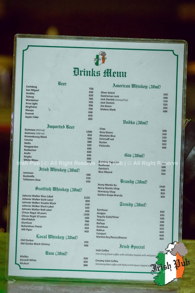 Irish Pub menu 2
