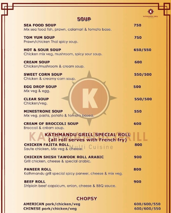 Kathmandu Grill Restaurant menu 2