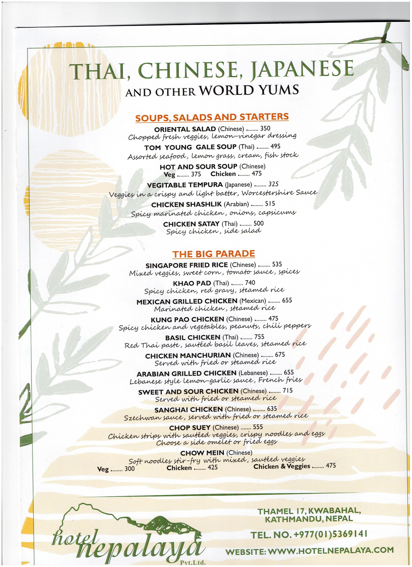 Nepalaya Rooftop Restaurant menu 2