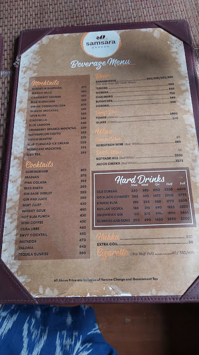 Samsara Garden menu 3